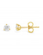 Solitaire Diamond Stud Earrings in a 3-Claw Setting, Set 18ct Yellow Gold. Tdw 0.40ct